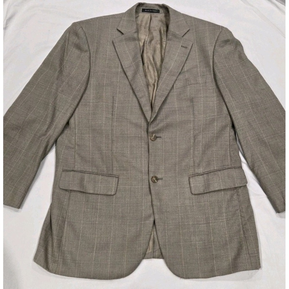 Pendleton Men's Blazer 42R Gray Windowpane Wool Sport Coat Classic Fit 2 Button